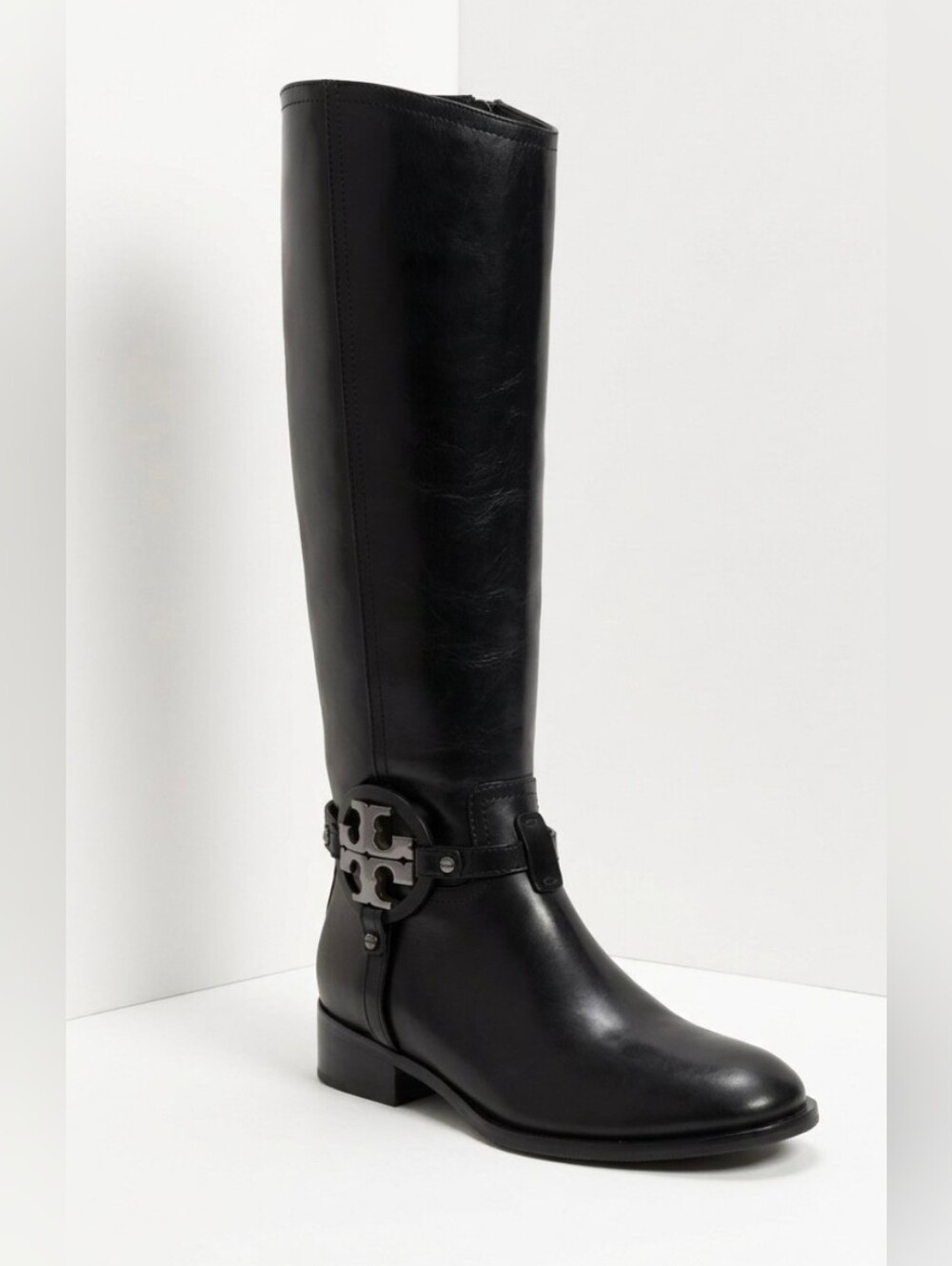 Tory Burch Aaden Black Leather Riding Boots Size 8.5 Excellent Condition